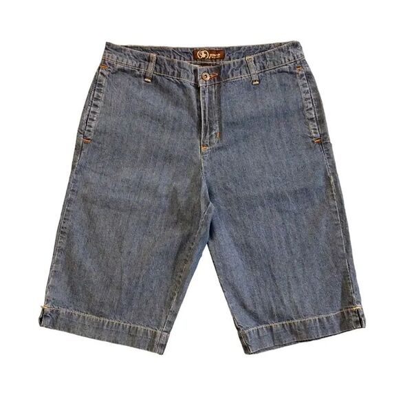 VTG Y2K High Waist Wide Leg Jean Culottes Capri Shorts Size 12 - Picture 1 of 13